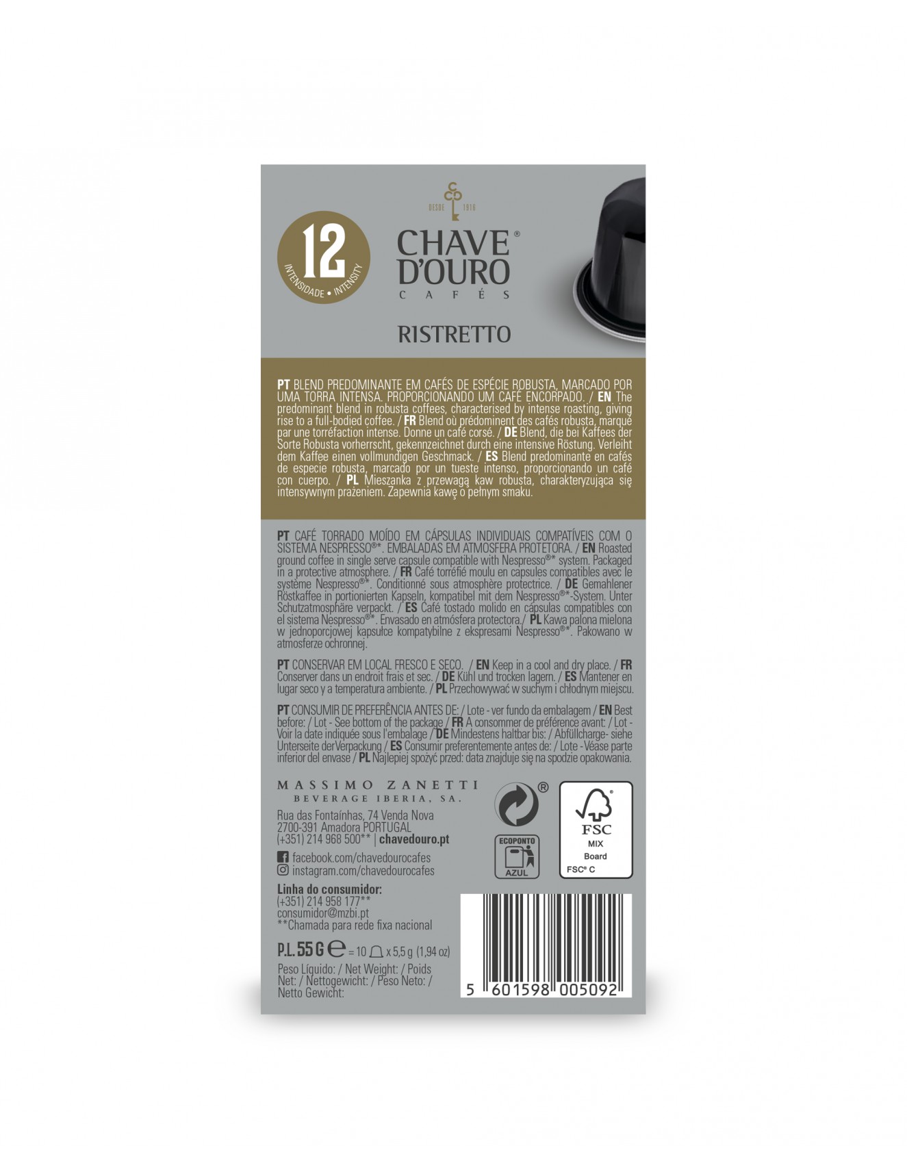 Chave d'Ouro Ristretto (cx10) Cápsulas